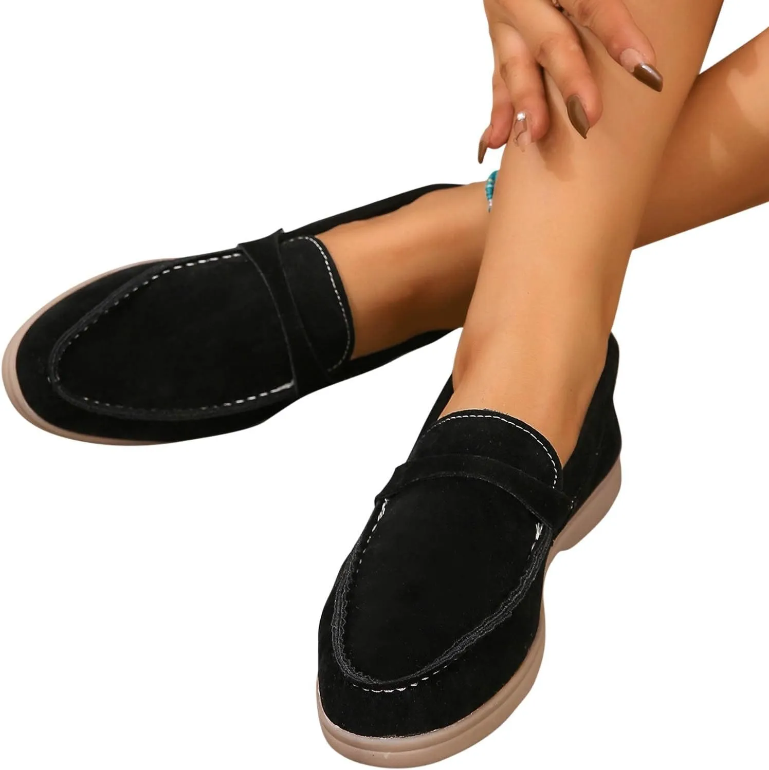 Comfy Loafers for Women, Penny Loafers Heeled Slip On Business Casual Shoes Driving Moccasins for Dressy Work School