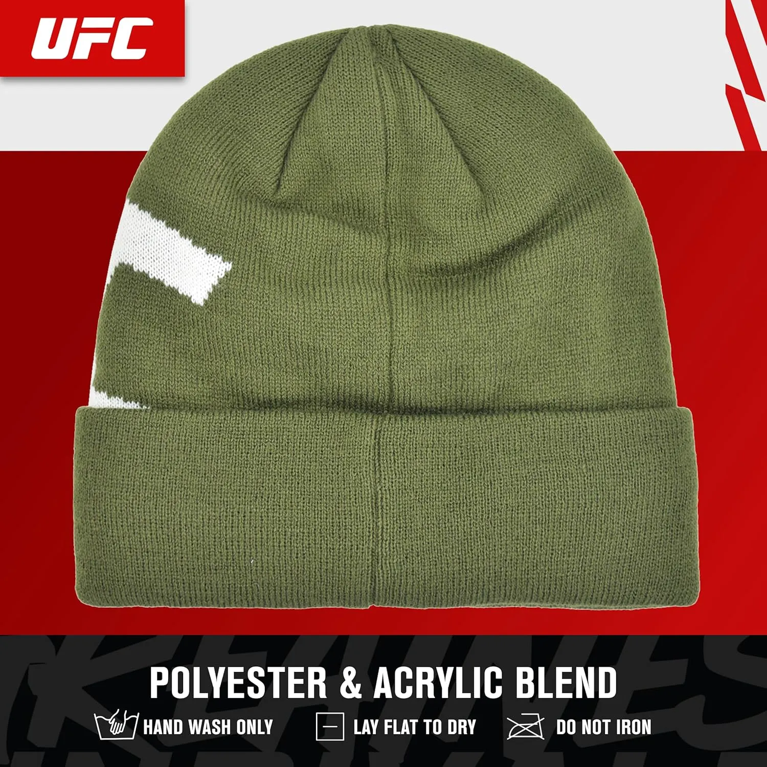 Concept One UFC Beanie Hat, Cuffed Winter Knit Cap with Faux Sherpa Lining and Jacquard Logo