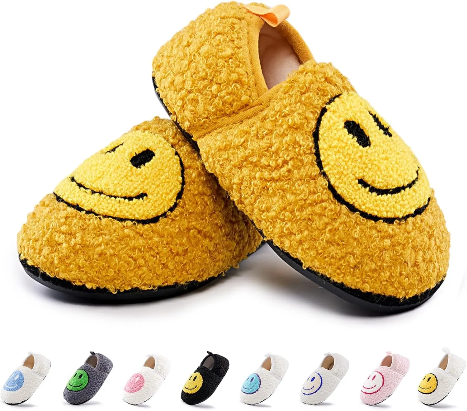 COVS Smile Face Slippers Kids Toddler Slippers for Boys Girls Slippers Toddler House Shoes Non-Slip TPR Soft Sole Kids Slippers Home Socks Shoes