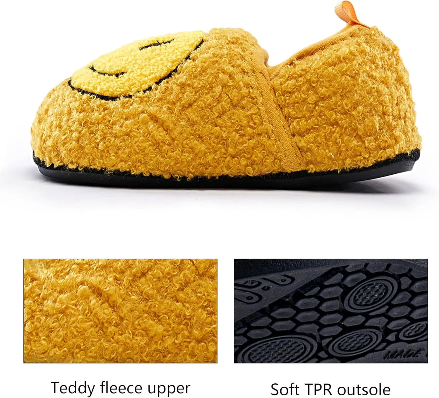 COVS Smile Face Slippers Kids Toddler Slippers for Boys Girls Slippers Toddler House Shoes Non-Slip TPR Soft Sole Kids Slippers Home Socks Shoes