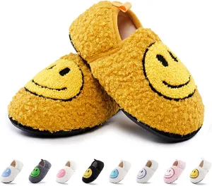 COVS Smile Face Slippers Kids Toddler Slippers for Boys Girls Slippers Toddler House Shoes Non-Slip TPR Soft Sole Kids Slippers Home Socks Shoes