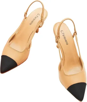 C.Paravano Women's Pointed Toe Slingback Flats | Comfort Heeled Sandals | Slip-On Flats | Perfect for Casual, Business, Party, Date