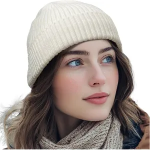 Croogo Knit Beanie Hat Fisherman Ski Caps Fall Winter Warm Knitted Ribbed Cuffed Skull Cap Slouchy Toboggan Cap for Men Women