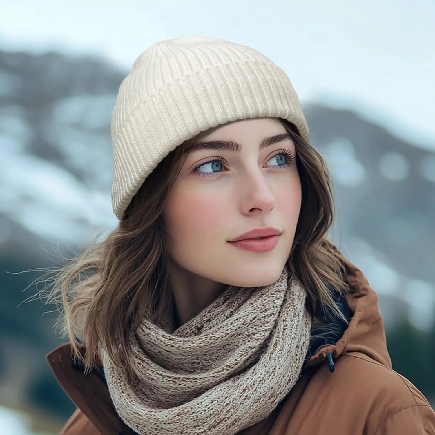 Croogo Knit Beanie Hat Fisherman Ski Caps Fall Winter Warm Knitted Ribbed Cuffed Skull Cap Slouchy Toboggan Cap for Men Women