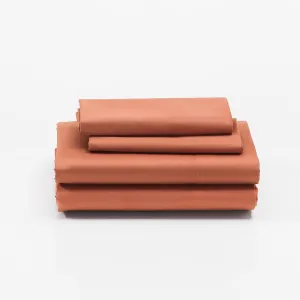 Cuddledown Dreamstead 100% Cotton Bed Sheets Set | 300 Thread Count | Luxurious Sateen Weave | Pure Combed Cotton | Soft | Wrinkle Resistant | 4 Piece Set | Red Sand | King | 78” x 80”