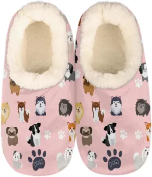 Cute Dog Home Slippers Women Men, Fluffy Slippers, Warm Fleece Lined Shoes Cozy Plush Non-Slip House Slippers for Indoor and Outdoor,M