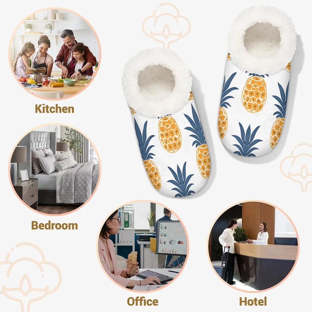 Cute Rabbits Flowers Soft Home Slippers for Women Lightweight Men's House Shoes Women's Slippers