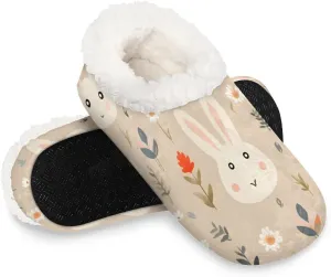 Cute Rabbits Flowers Soft Home Slippers for Women Lightweight Men's House Shoes Women's Slippers