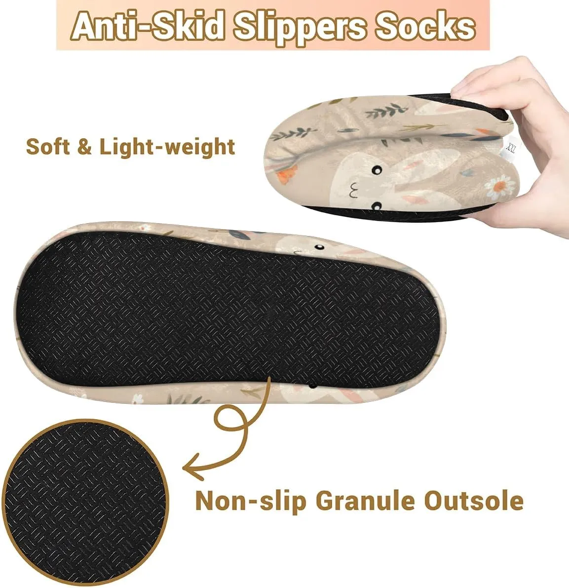 Cute Rabbits Flowers Soft Home Slippers for Women Lightweight Men's House Shoes Women's Slippers