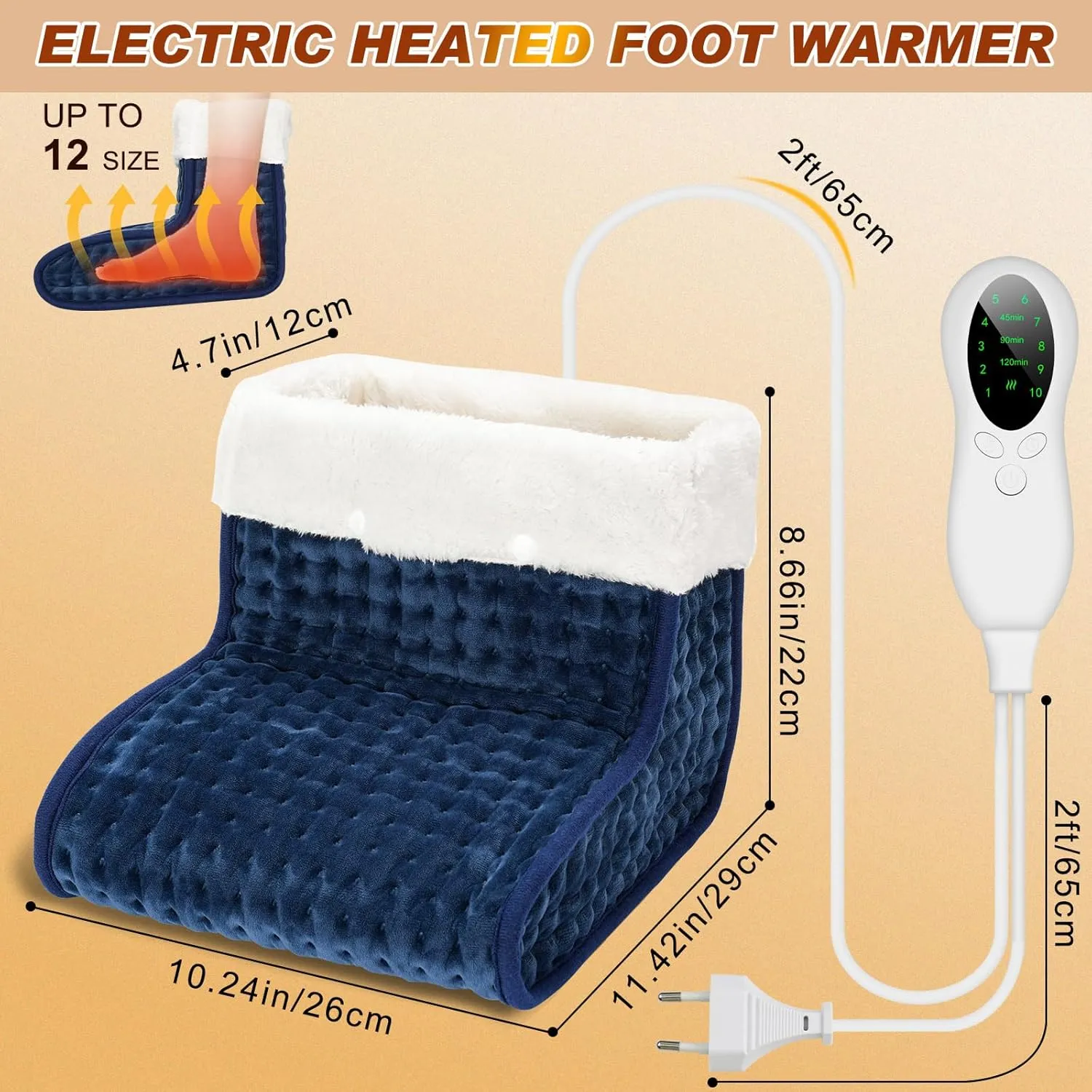 CYFIE Feet Warmers, Under Desk Foot Warmer for Women Men, Electric Heating Pad, 10 Level Heating 3 Level Timer with Auto Shut-Off, Winter Warmer for Home, Office, Indoor