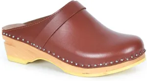 Da Vinci Bastad Slip On Closed Toe Leather Womens Original Swedish Wooden Clogs