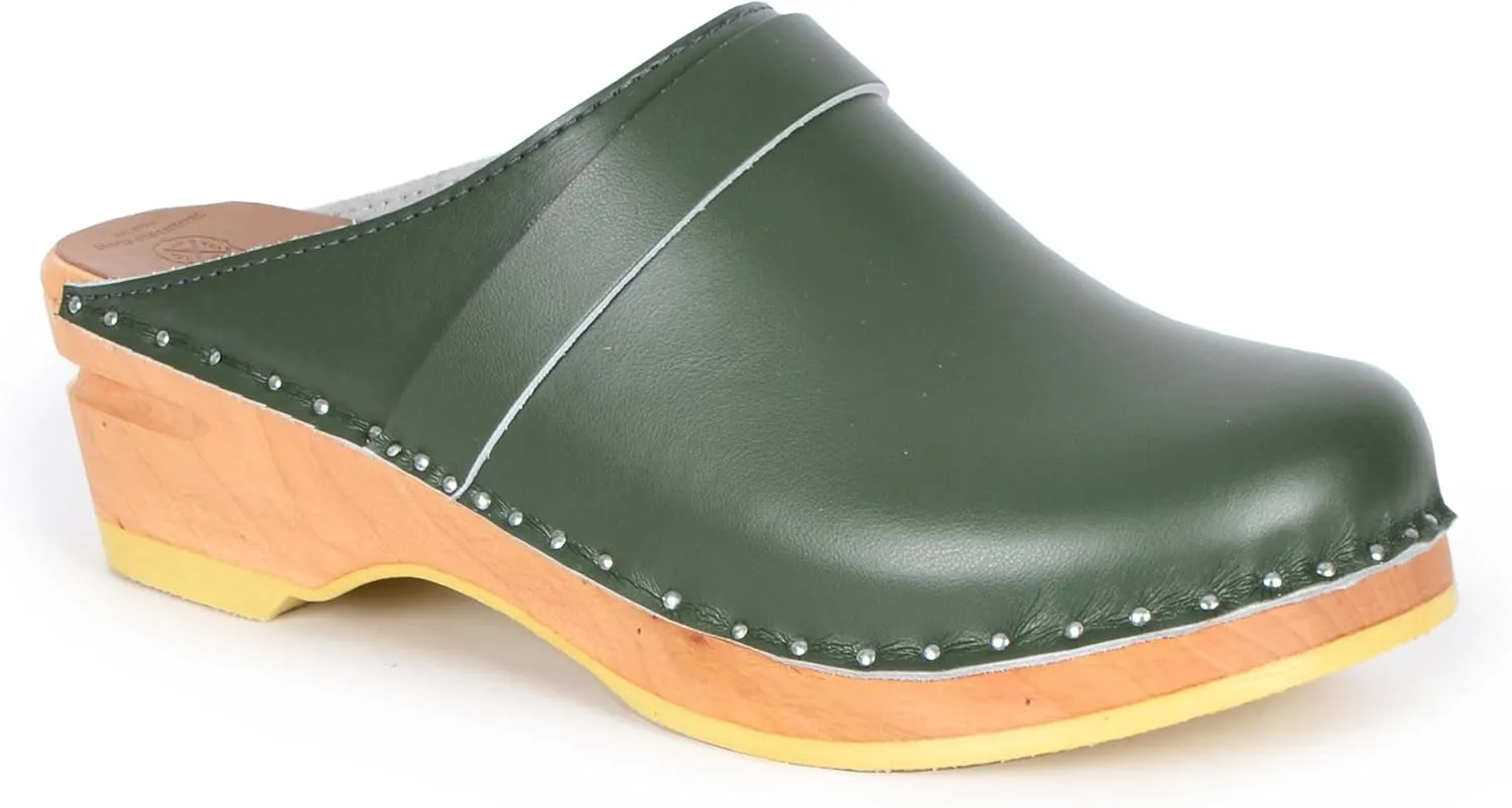 Da Vinci Bastad Slip On Closed Toe Leather Womens Original Swedish Wooden Clogs