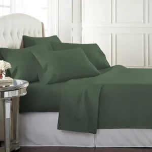 Danjor Linens King Sheet Set 6 Piece Hotel Quality Bed Sheet w/ 4 Pillowcases - Microfiber Sheet Sets with Deep Pockets, Breathable Cooling Wrinkle Free, Machine Washable for King Size Bed, Sage