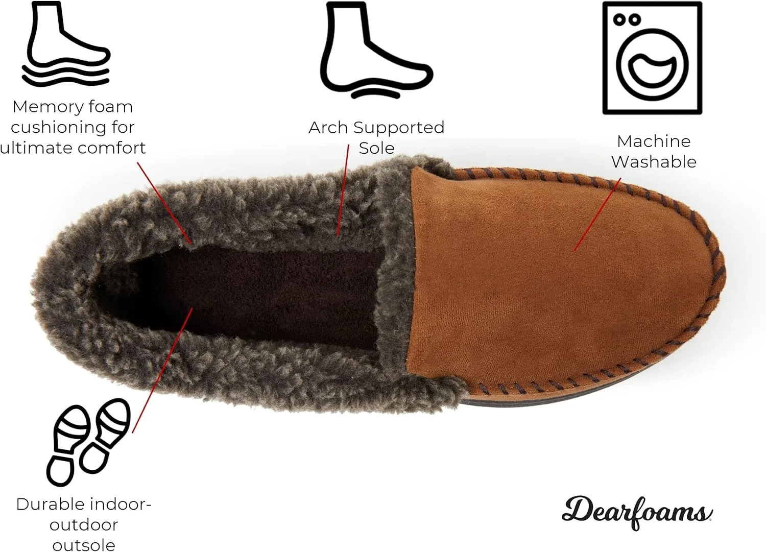Dearfoams Men's Eli Microfiber Indoor/Outdoor with Whipstitch Detail Suede Moccasin Slipper