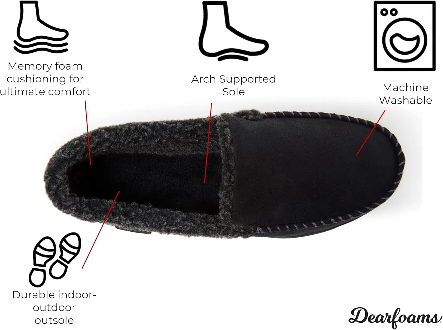 Dearfoams Men's Eli Microfiber Indoor/Outdoor with Whipstitch Detail Suede Moccasin Slipper