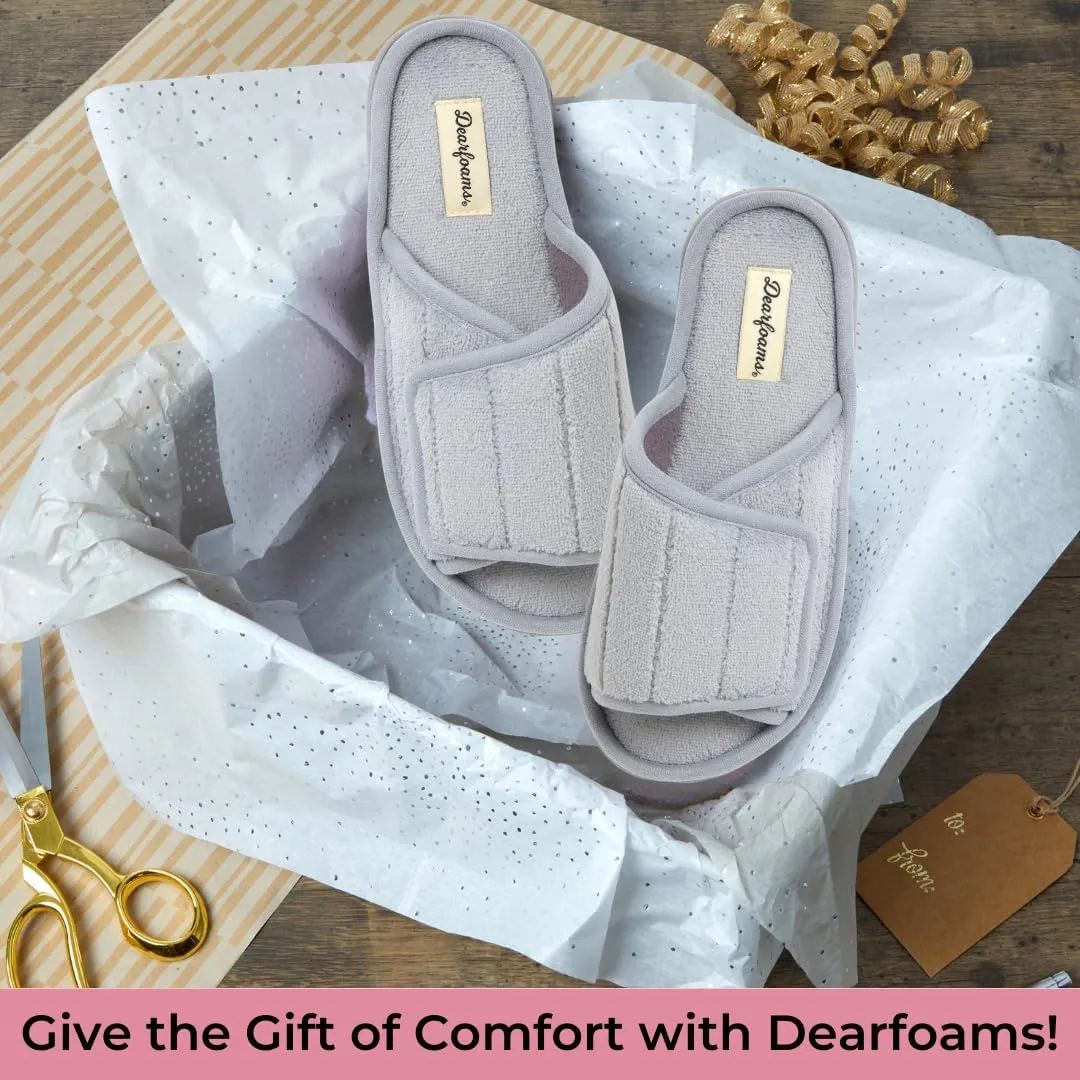Dearfoams Women's Adjustable Indoor/Outdoor Machine Washable Memory Foam Slide
