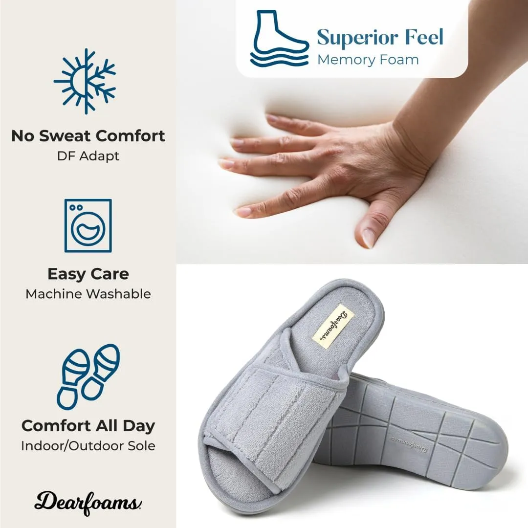 Dearfoams Women's Adjustable Indoor/Outdoor Machine Washable Memory Foam Slide