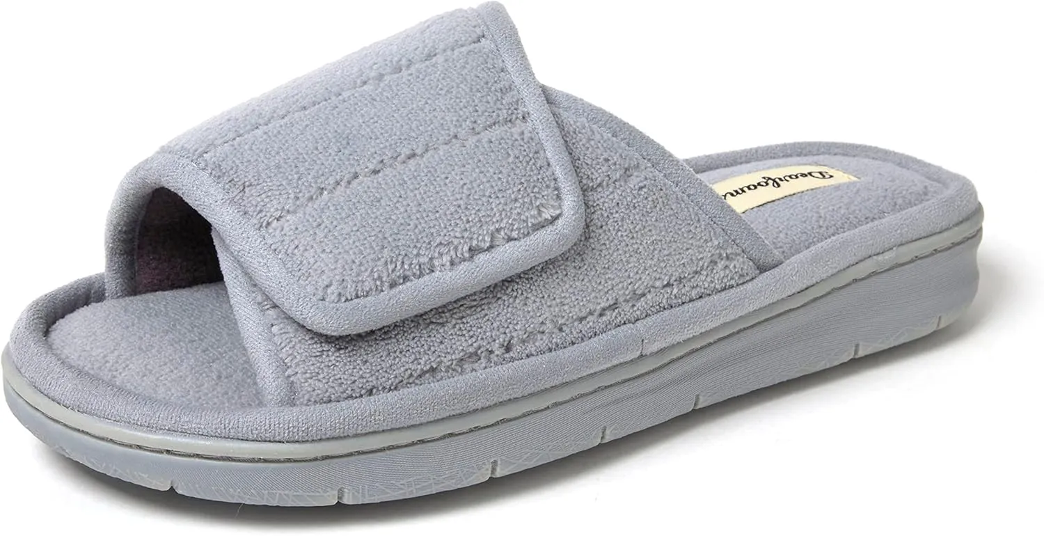 Dearfoams Women's Adjustable Indoor/Outdoor Machine Washable Memory Foam Slide
