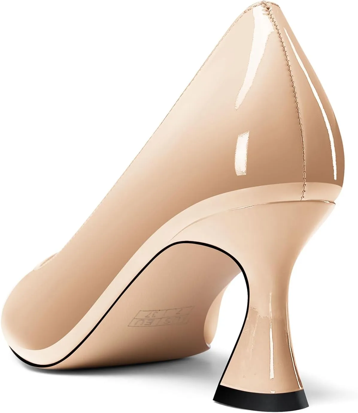 DearOnly Womens Close Round Toe Sexy Casual Slip-on Pumps Patent Leather Mid Heel Basic Classic Office Shoes 2.6 Inches Heels