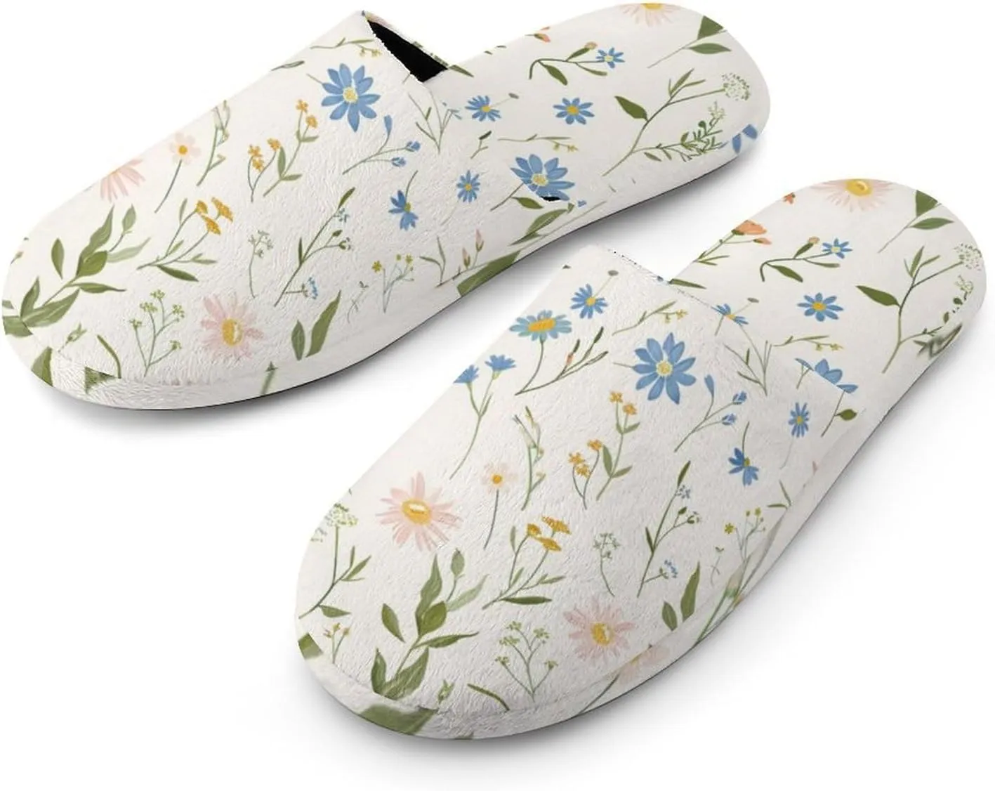 Delicate Wild Flowers Women's Slipper Non Slip Comfortable Winter Warm Home House Shoes
