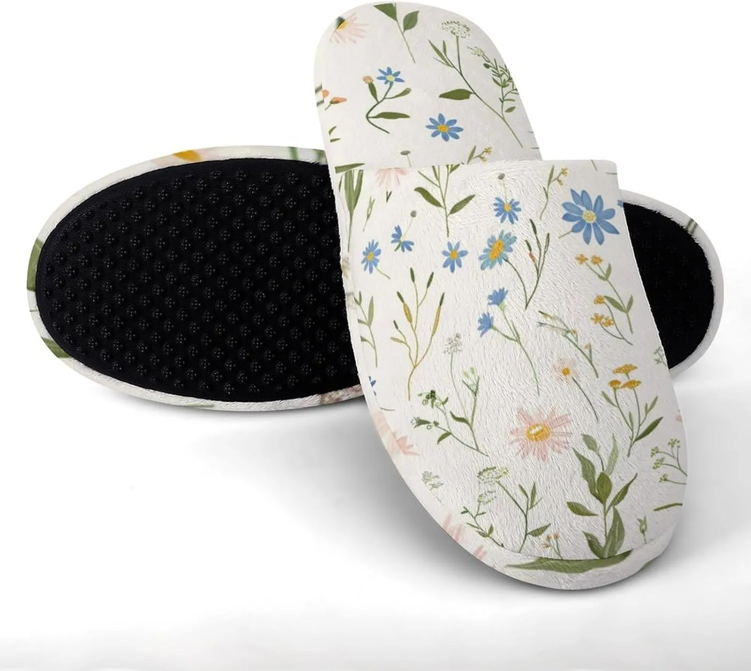 Delicate Wild Flowers Women's Slipper Non Slip Comfortable Winter Warm Home House Shoes
