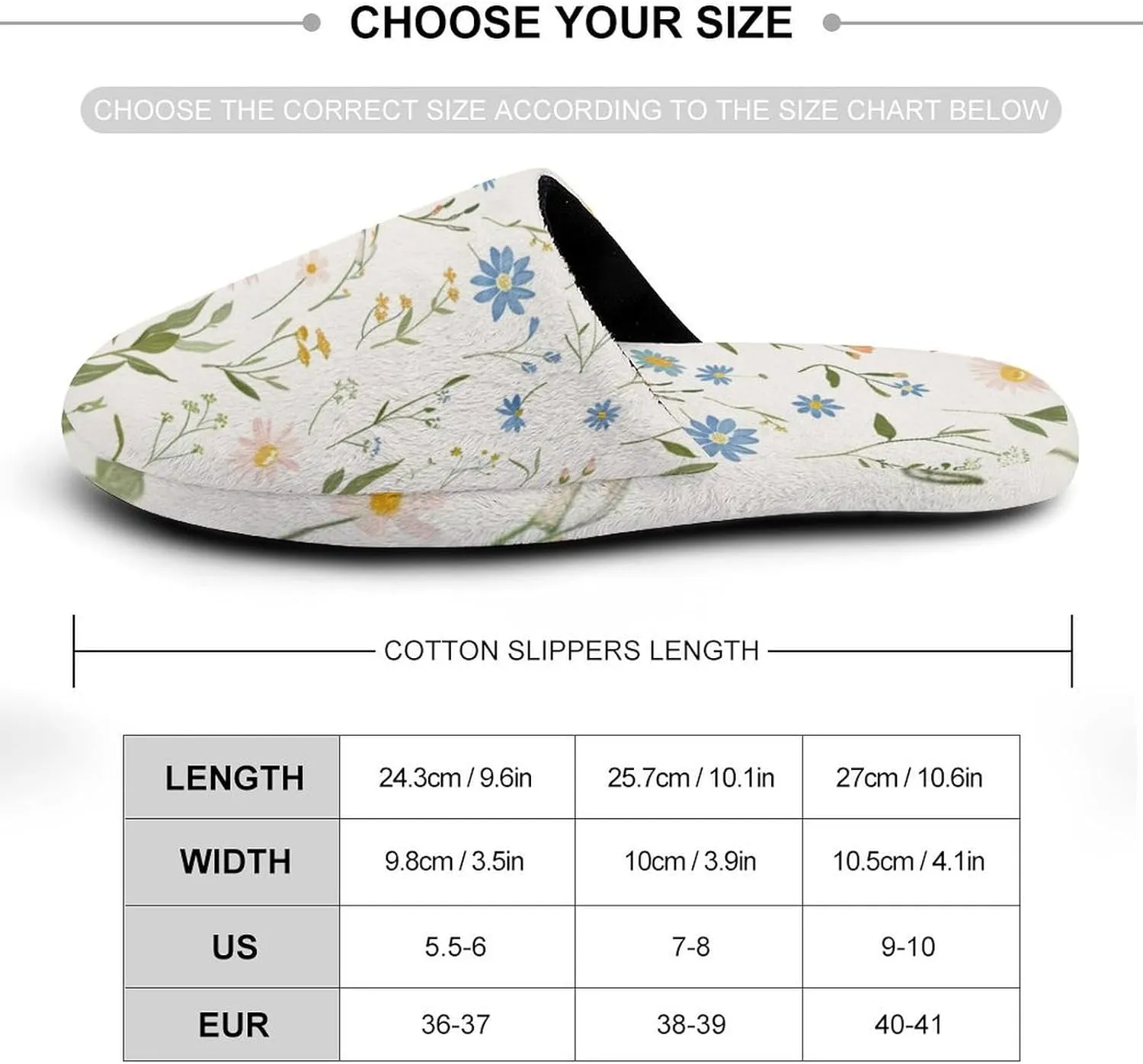 Delicate Wild Flowers Women's Slipper Non Slip Comfortable Winter Warm Home House Shoes