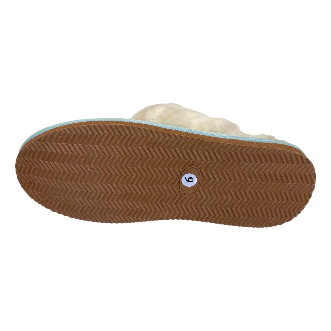 Deluxe Ladies 'Daisy' Sheepskin Slipper Mule - Herringbone Green