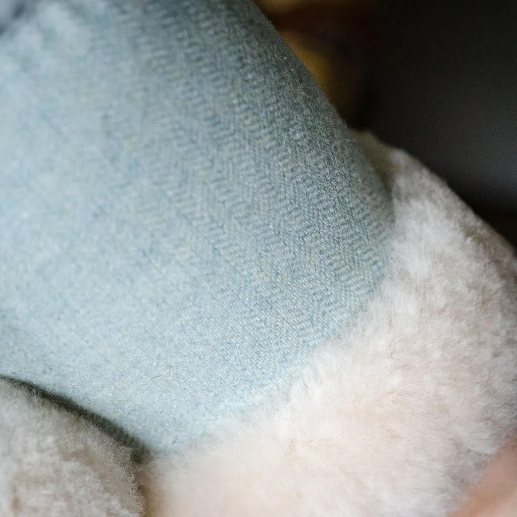 Deluxe Ladies 'Daisy' Sheepskin Slipper Mule - Herringbone Green