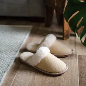 Deluxe Ladies 'Daisy' Sheepskin Slipper Mule - Herringbone Yellow