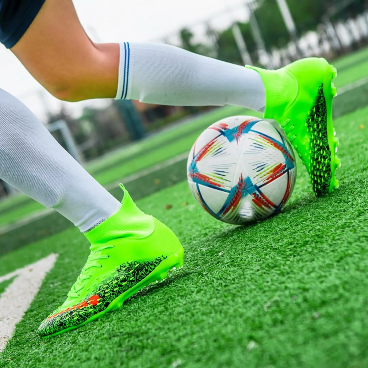 DHOVOR Boys Football Cleats High-Tops Football Shoes for Kids Soccer Cleats Professional Athletic Training Soccer Shoes