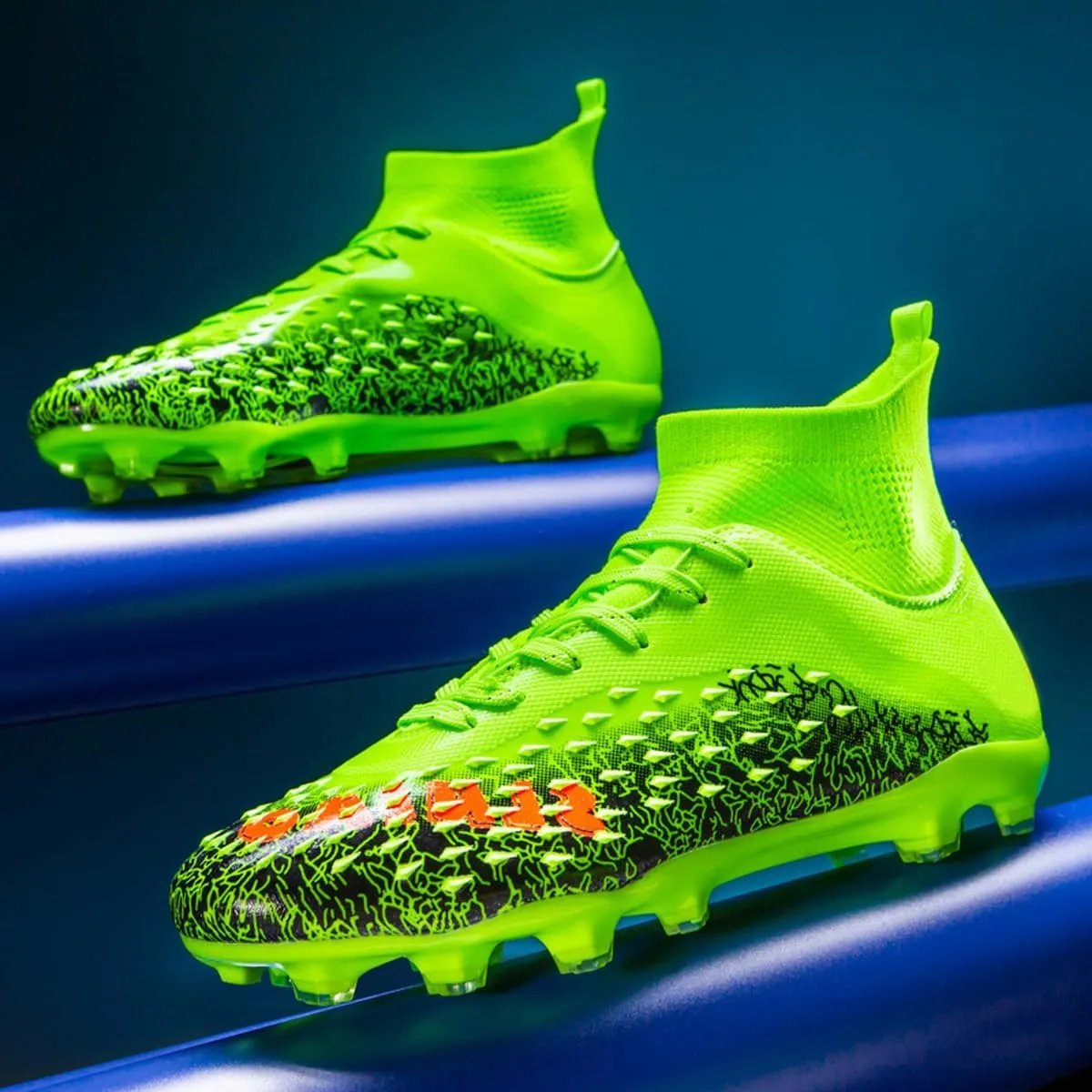 DHOVOR Boys Football Cleats High-Tops Football Shoes for Kids Soccer Cleats Professional Athletic Training Soccer Shoes