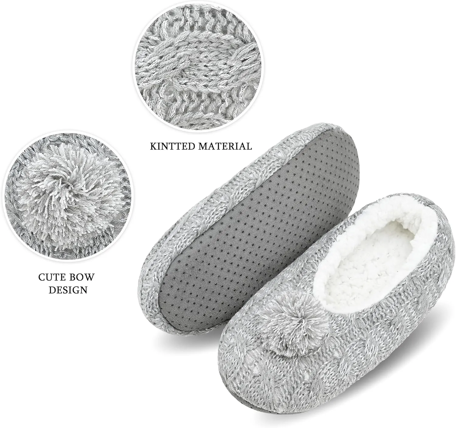 DICUIRD Womens Thick & Warm Slipper Socks with Grippers - Knit House Fuzzy Slippers