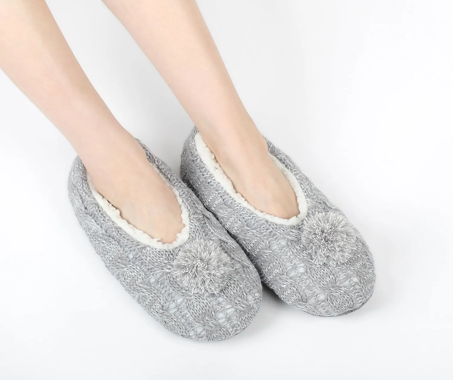 DICUIRD Womens Thick & Warm Slipper Socks with Grippers - Knit House Fuzzy Slippers