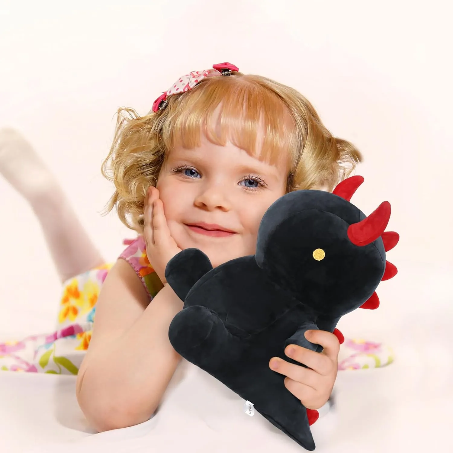 Ditucu Cute Dinosaur Plush Dino Stuffed Animal Plushies Toys Super Soft Dolls Birthday Gifts for Kids Girls Boys Black 10 inch