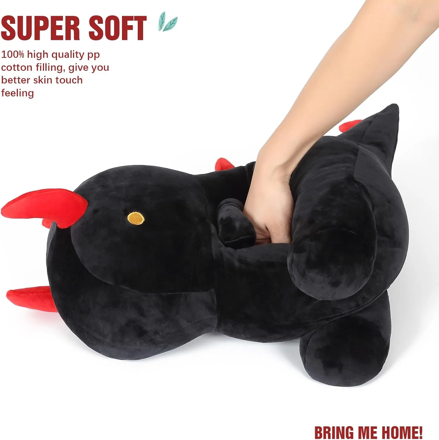 Ditucu Cute Dinosaur Plush Dino Stuffed Animal Plushies Toys Super Soft Dolls Birthday Gifts for Kids Girls Boys Black 10 inch