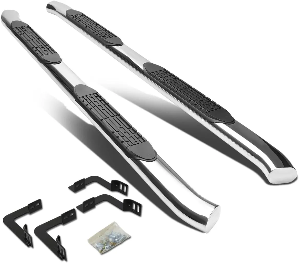 DNA MOTORING STEPB-4C-016-SS Stainless Steel 4" Curved Side Step Nerf Bar Running Board,Chrome