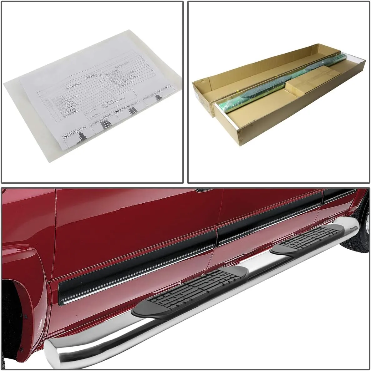 DNA MOTORING STEPB-4C-016-SS Stainless Steel 4" Curved Side Step Nerf Bar Running Board,Chrome