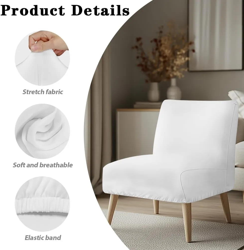 Dog Paws Print Armless Accent Slipper Chair Cover Slipcover Stretch Removable Cover for Accent Chair Without Arms Furniture Protector for Living Dining Room