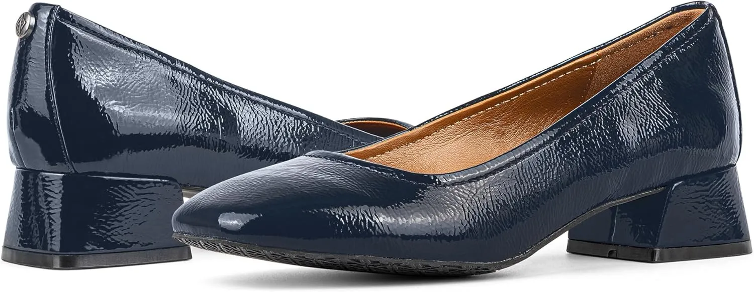 Donald Pliner Women’s RYA Pump Heel – 1.3” Block Heel Shoes for Comfort, Slip On Women’s Heels with Rubber Sole