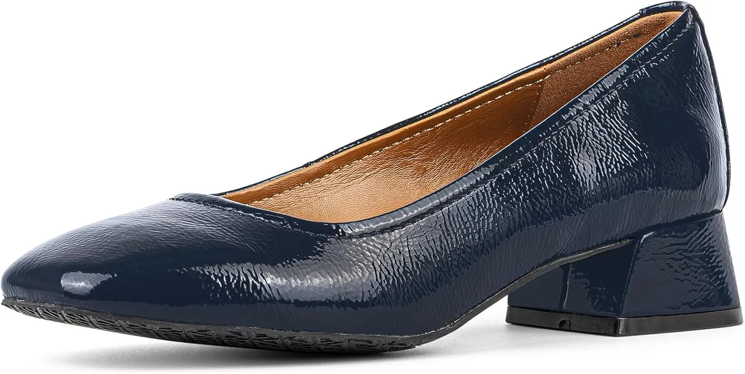 Donald Pliner Women’s RYA Pump Heel – 1.3” Block Heel Shoes for Comfort, Slip On Women’s Heels with Rubber Sole