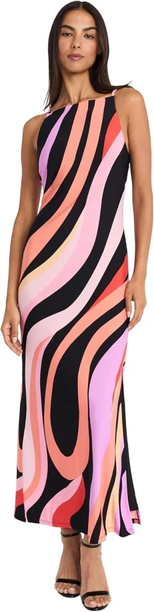 Donna Morgan Women's Sleek Form-Fitting Maxi Floor Length Column Silhouette with Side Slit-Elegant Wedding Guest Dress