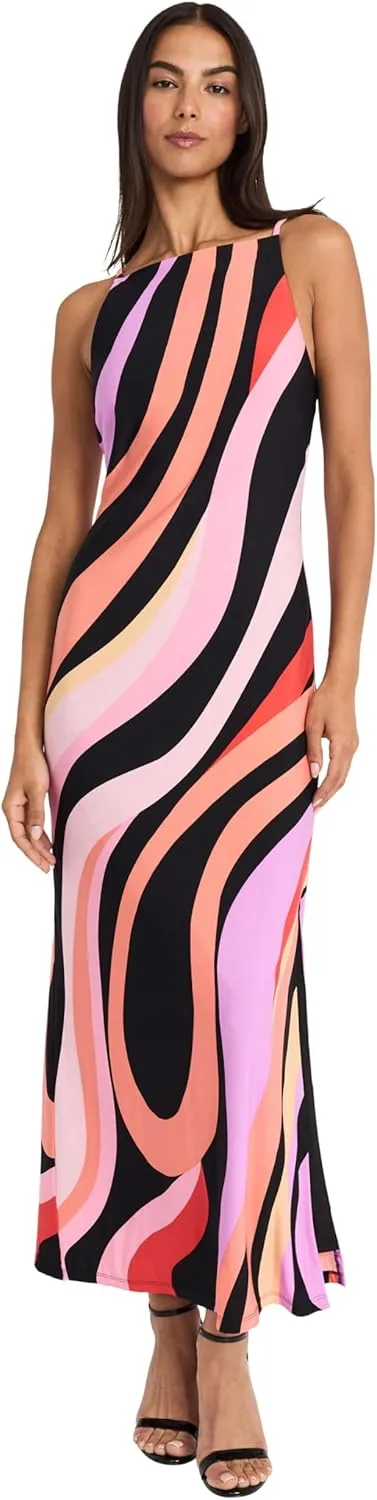 Donna Morgan Women's Sleek Form-Fitting Maxi Floor Length Column Silhouette with Side Slit-Elegant Wedding Guest Dress