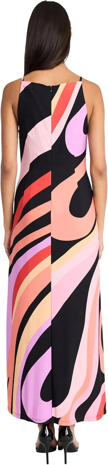Donna Morgan Women's Sleek Form-Fitting Maxi Floor Length Column Silhouette with Side Slit-Elegant Wedding Guest Dress
