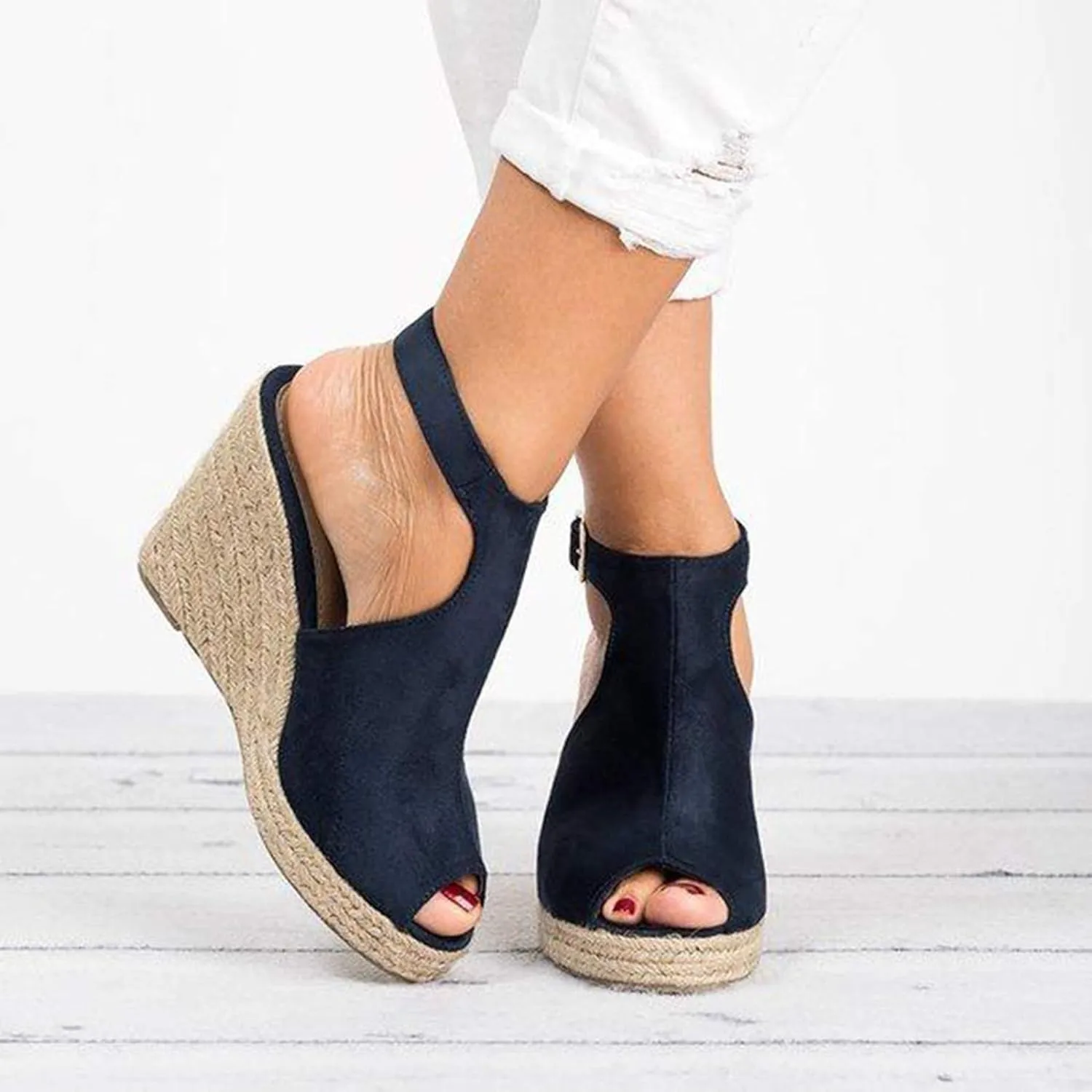 Dotmalls Wedge Sandals, Summer Flat Wedge Heel Fish Mouth Casual Women's Sandals, Women's Comfy Orthotic Sandals