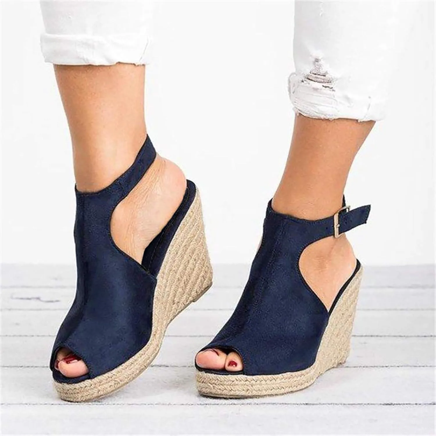 Dotmalls Wedge Sandals, Summer Flat Wedge Heel Fish Mouth Casual Women's Sandals, Women's Comfy Orthotic Sandals
