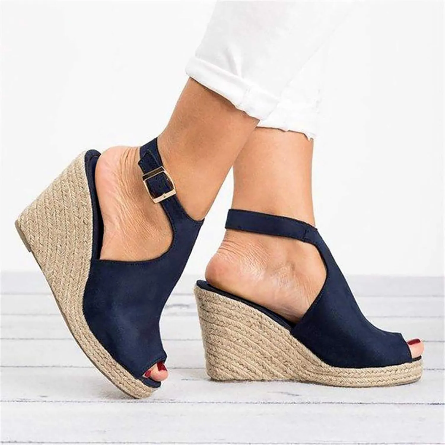 Dotmalls Wedge Sandals, Summer Flat Wedge Heel Fish Mouth Casual Women's Sandals, Women's Comfy Orthotic Sandals