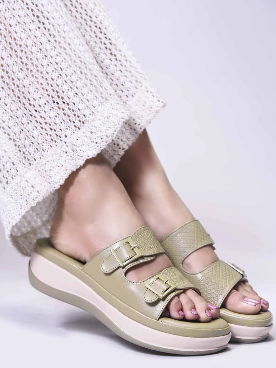 Double Strap Slip-On Slippers