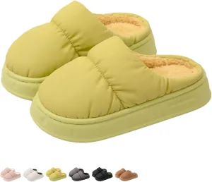 Down Warm Home Slippers for Women Men Indoor Winter Plush Comfy House Slipper Couple Soft Cozy Bedroom Shoes Non-Slip Thickened Sole Lightweight