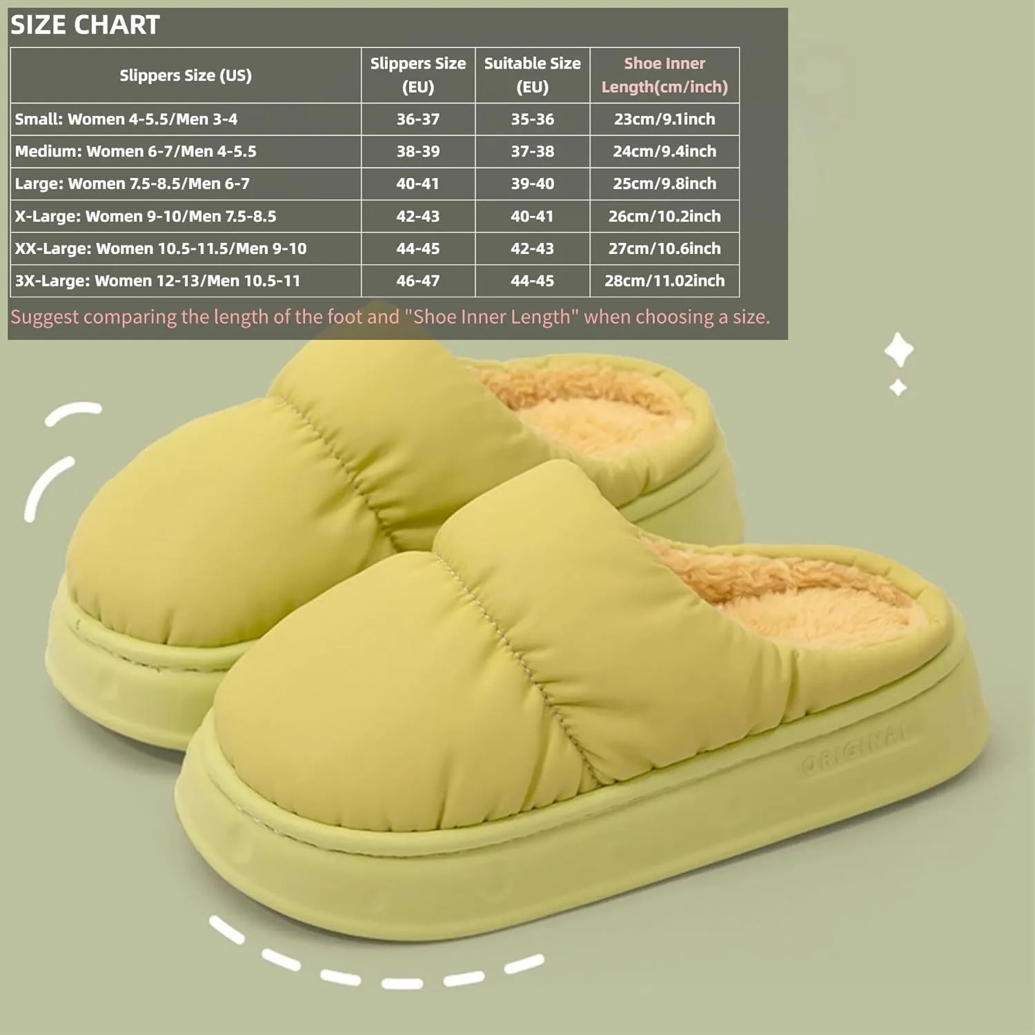 Down Warm Home Slippers for Women Men Indoor Winter Plush Comfy House Slipper Couple Soft Cozy Bedroom Shoes Non-Slip Thickened Sole Lightweight