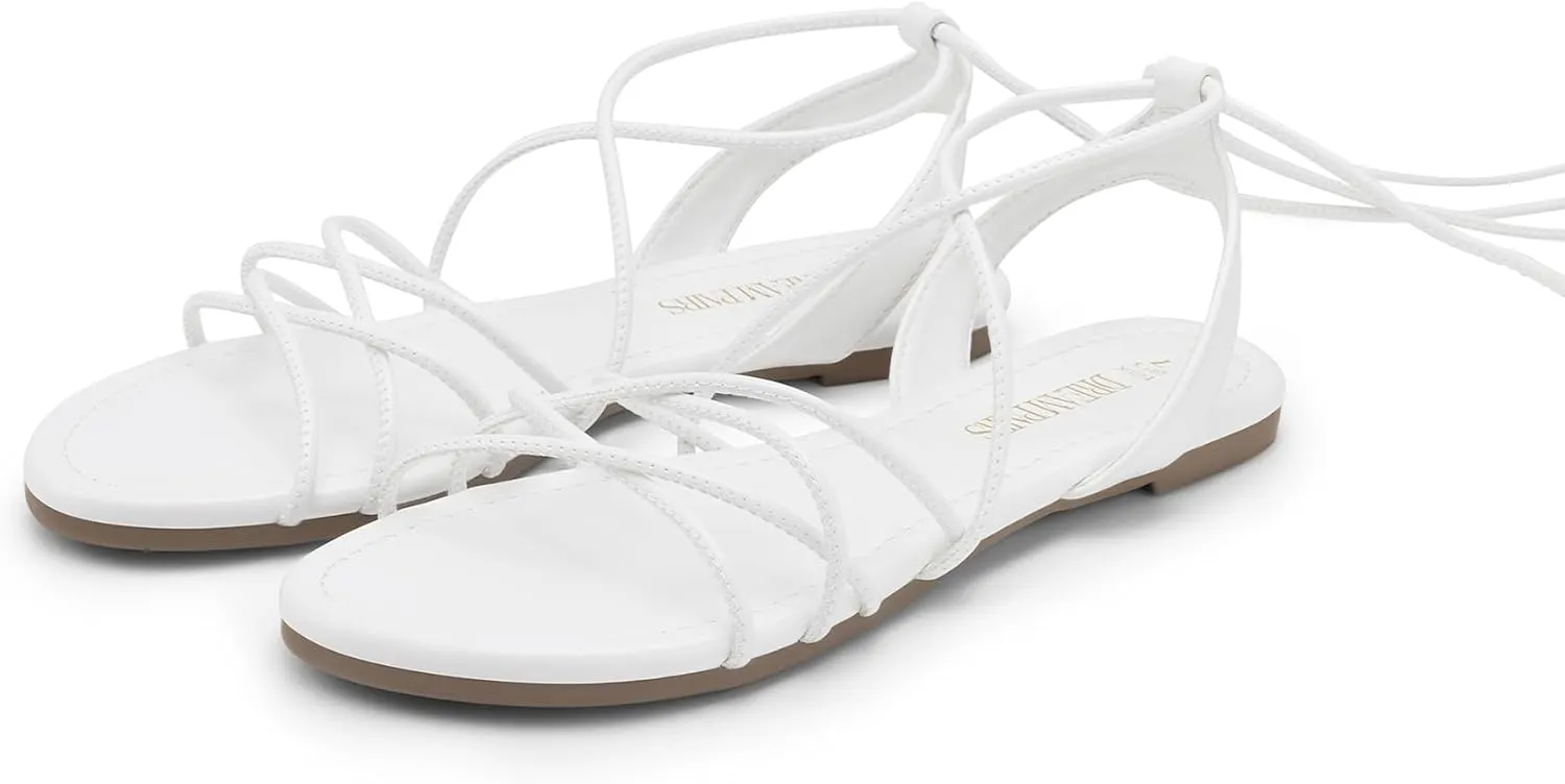 DREAM PAIRS Lace-up Gladiator Sandals Strappy Dressy Summer Flat Sandals for Women